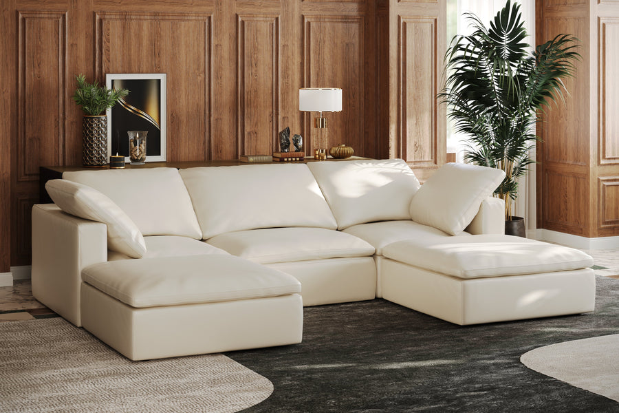 Valencia Claire Top Grain Leather Corner Piece, Beige