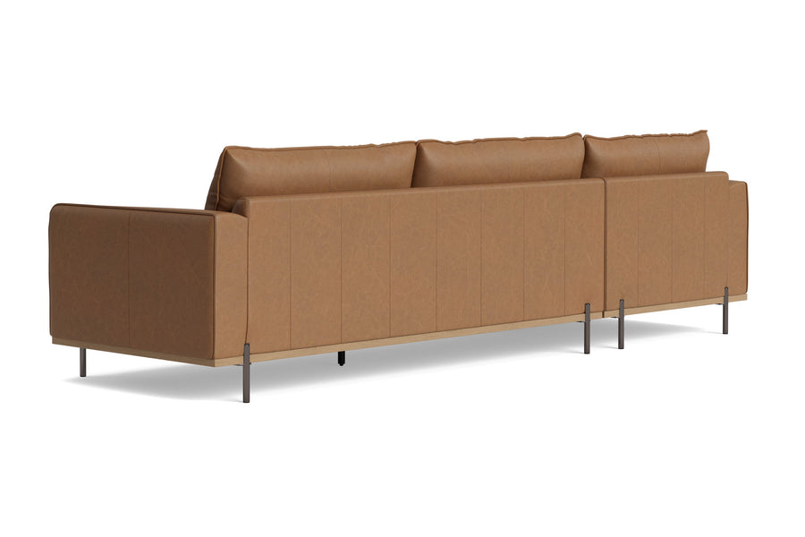 Valencia Imogen Top Grain Leather Sectional Lounge, Three Seats with Left Chaise, Tan