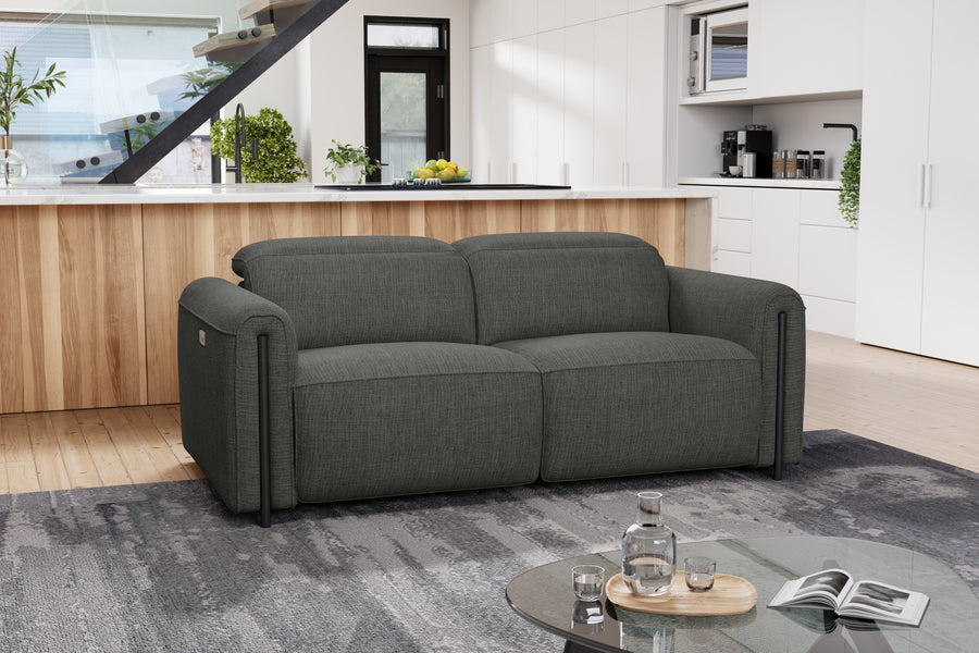 Valencia Octavia Fabric Dual Reclining Cloud Loveseat Lounge, Dark Grey