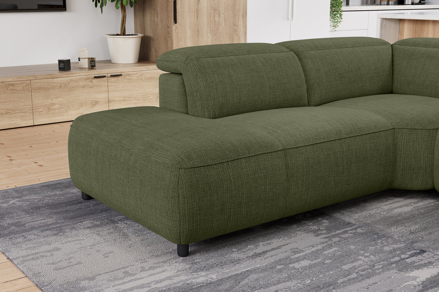 Valencia Octavia Fabric Reclining Sectional Cloud Lounge, L-Shape with Left Chaise, Olive Green