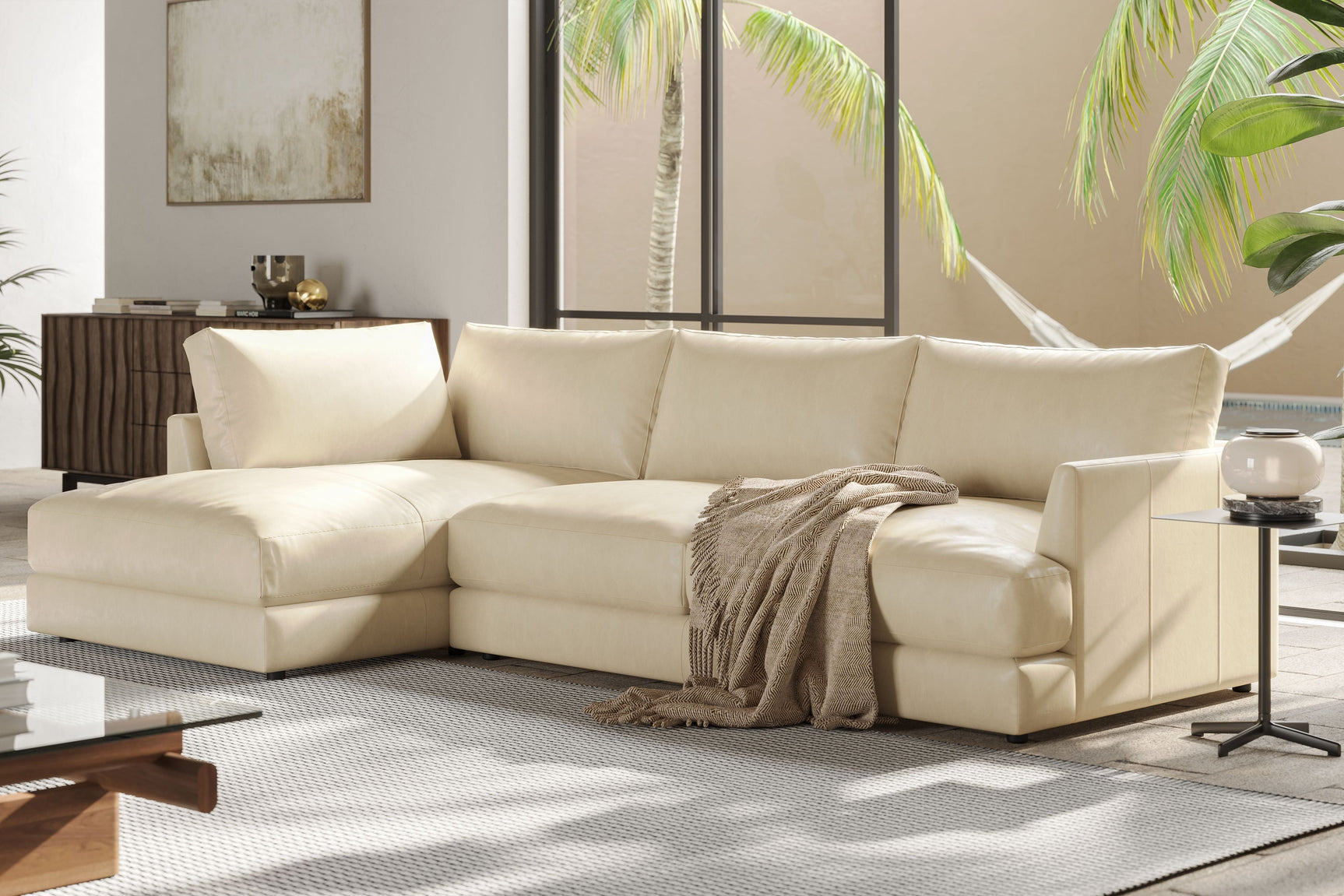 Serena Leather Sectional Lounge