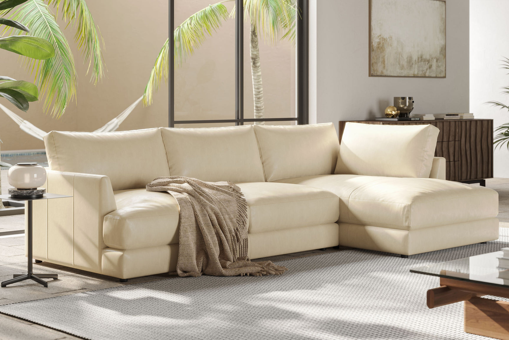 Serena Leather Sectional Lounge