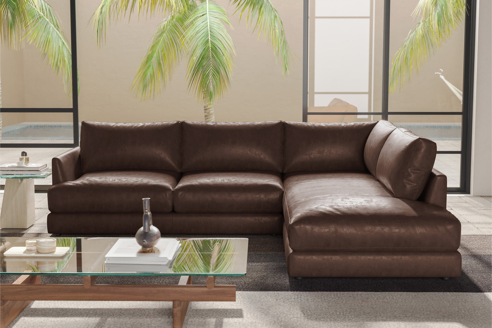 Serena Leather Sectional Lounge
