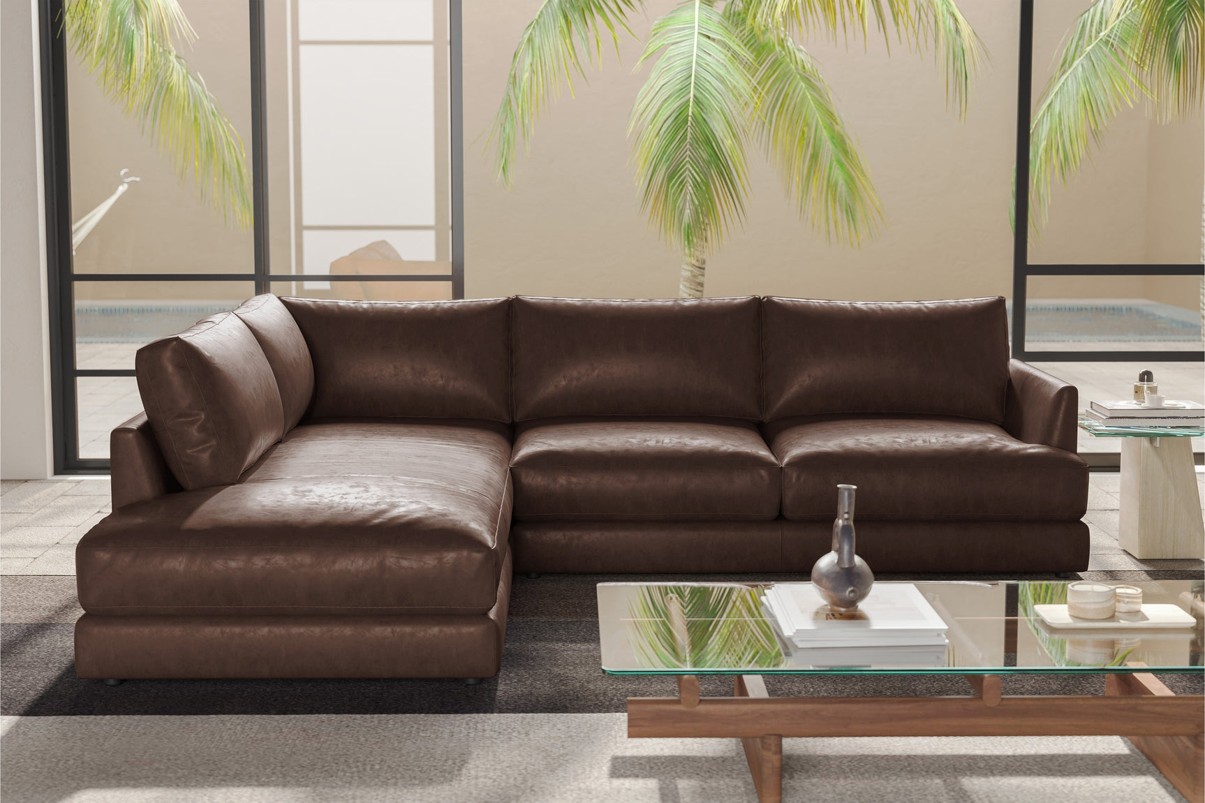 Serena Leather Sectional Lounge
