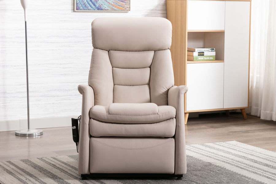 Valencia Josiah Top Grain Leather Lift Recliner Chair, Beige