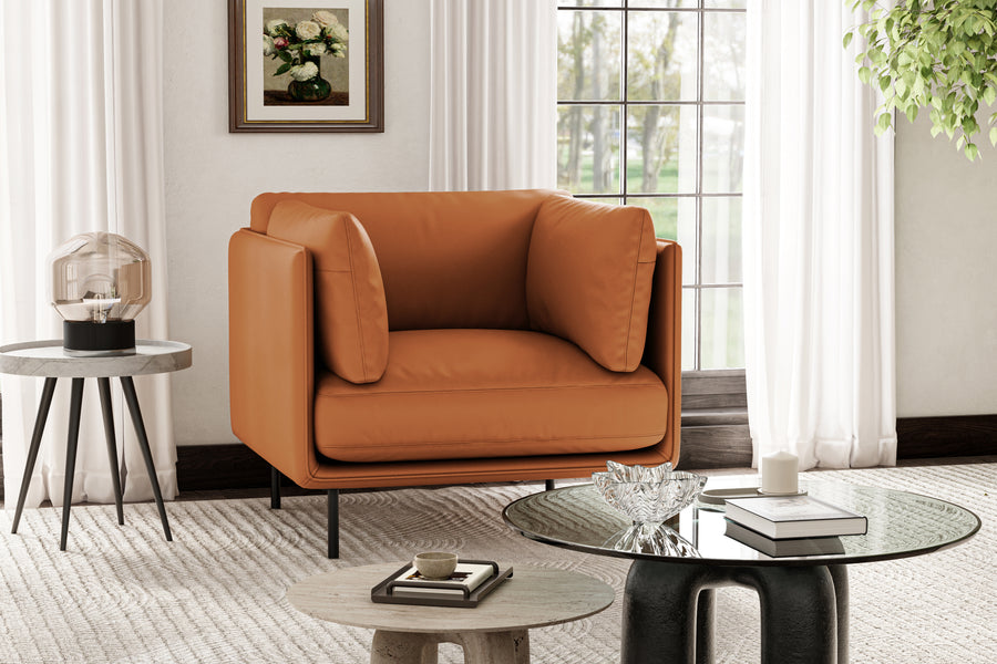 Valencia Chloe Leather Accent Chair, Cognac