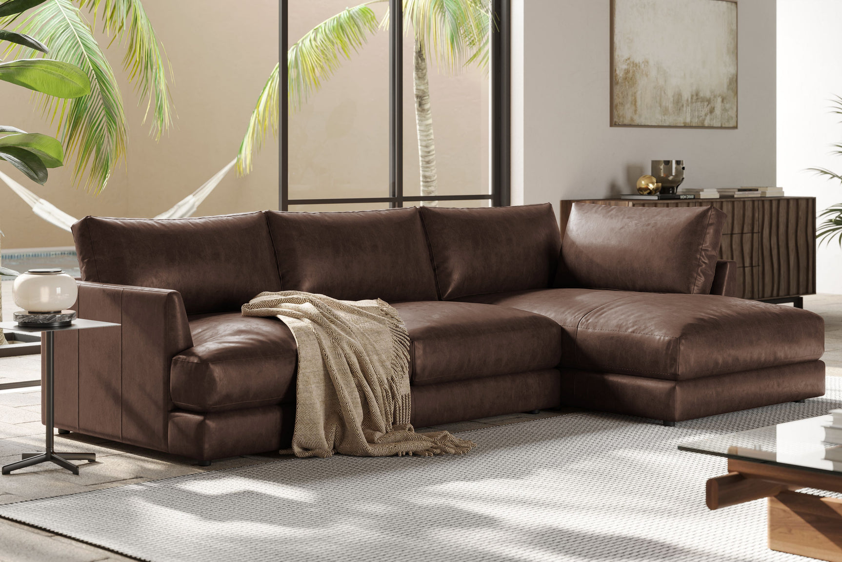 Serena Leather Sectional Lounge
