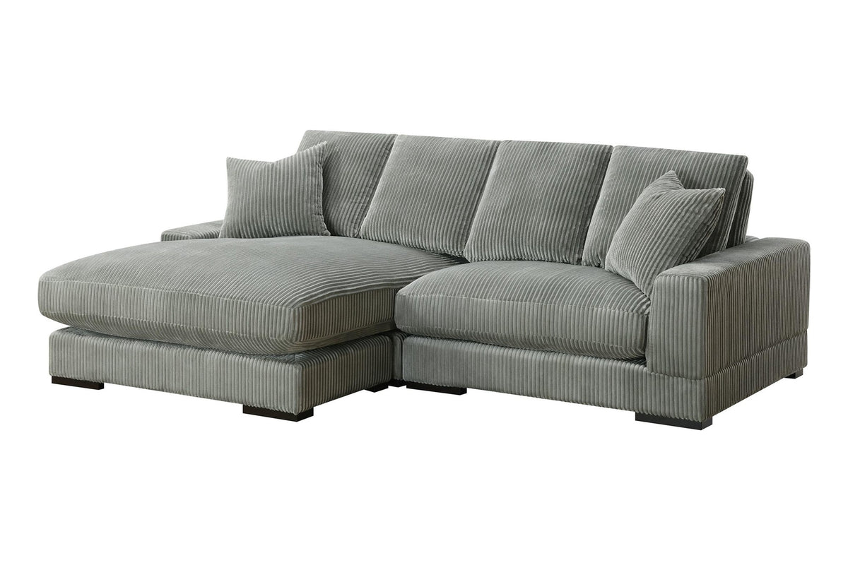 Valencia Simona Fabric Loveseat with Left Chaise Sectional Lounge, Grey