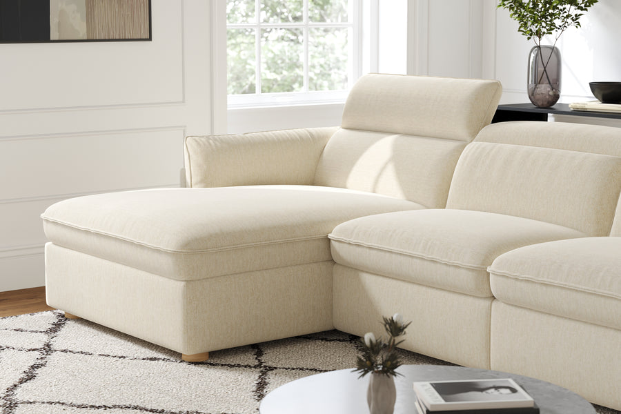 Valencia Fernanda Fabric Modular Sectional Lounge, Three Seats with Left Chaise, Beige