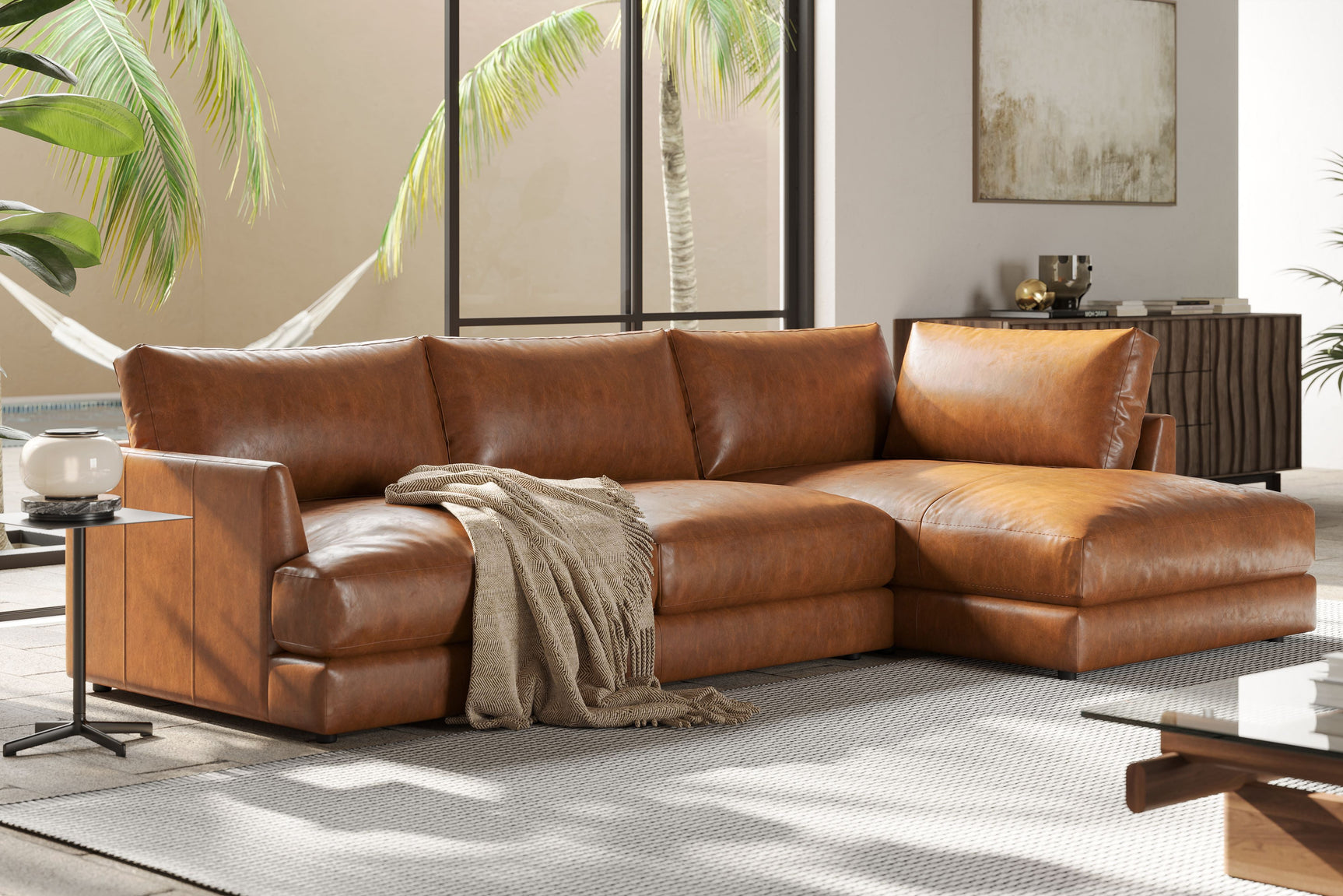 Serena Leather Sectional Lounge