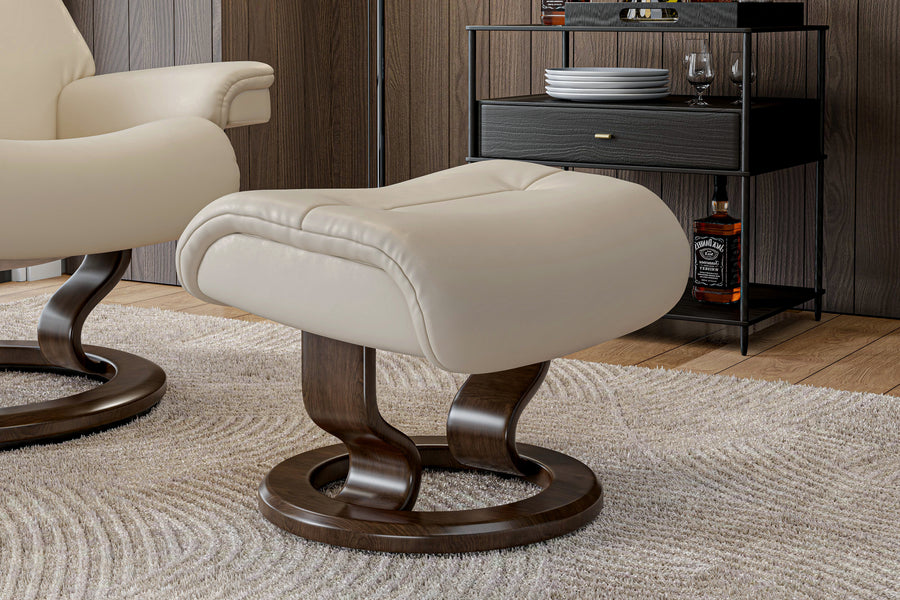 Valencia Massimo Leather Recliner with Ottoman, Beige