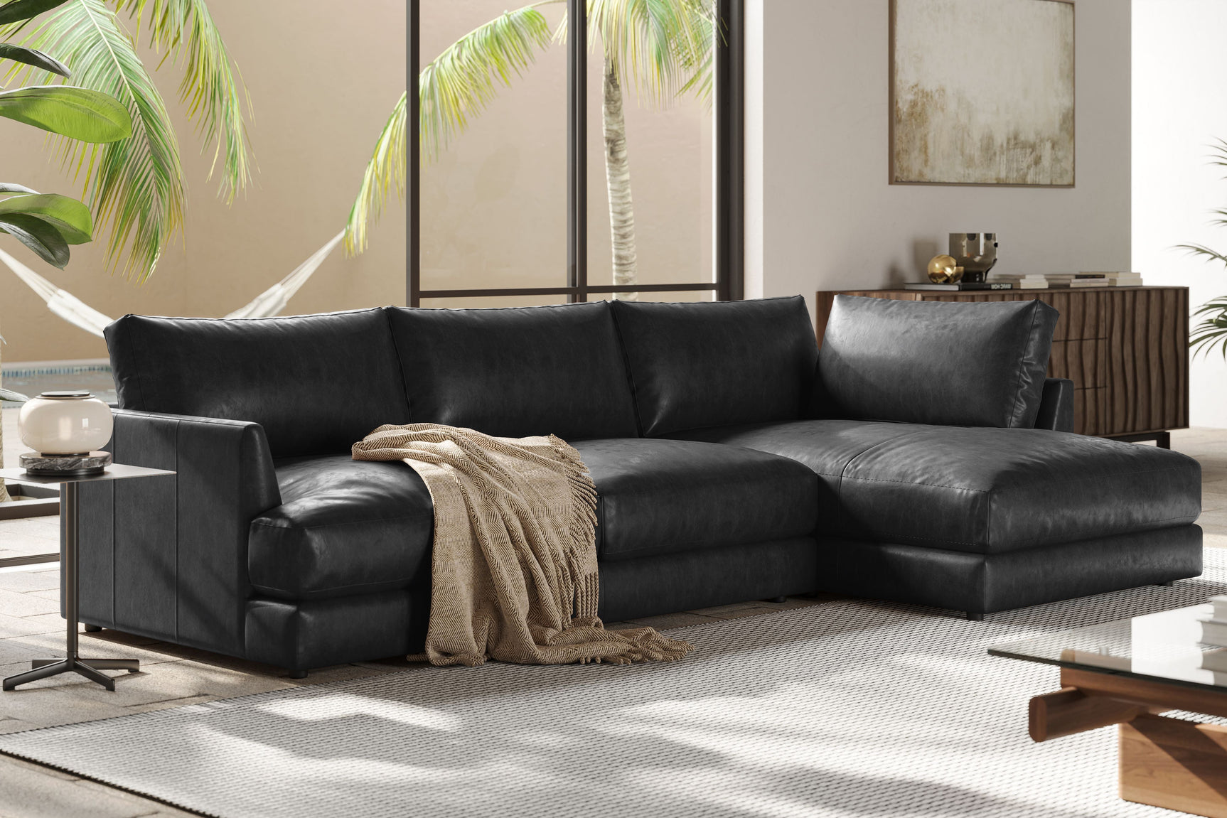 Serena Leather Sectional Lounge