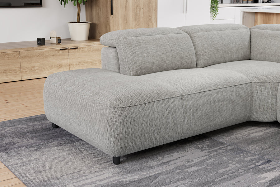 Valencia Octavia Fabric Reclining Sectional Cloud Lounge, L-Shape with Left Chaise, Light Grey