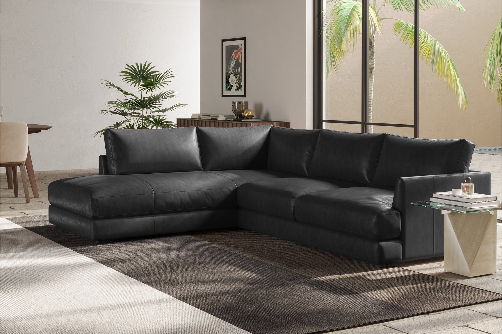 Serena Leather Sectional Lounge
