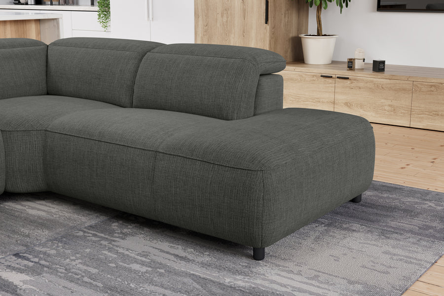 Valencia Octavia Fabric Reclining Sectional Cloud Lounge, L-Shape with Right Chaise, Dark Grey