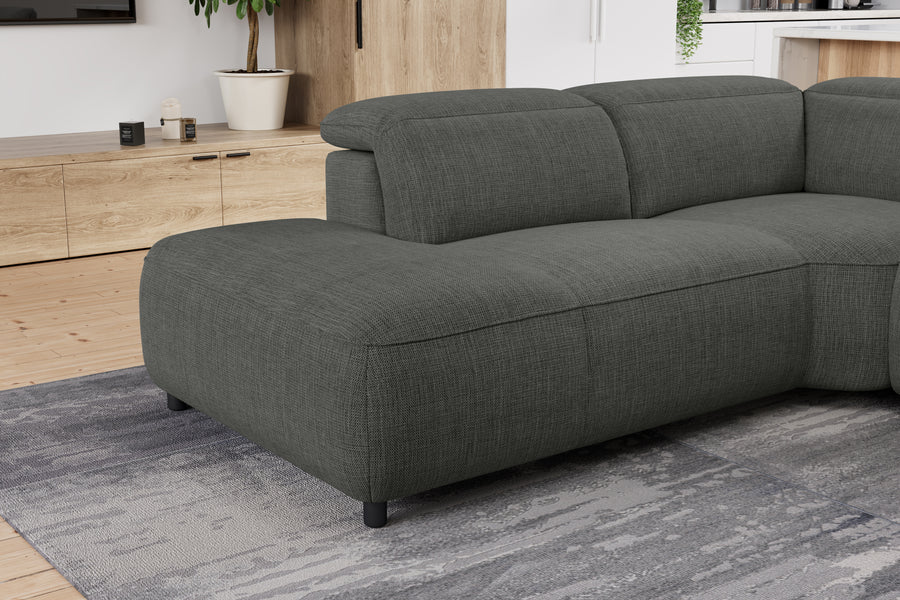 Valencia Octavia Fabric Reclining Sectional Cloud Lounge, L-Shape with Left Chaise, Dark Grey