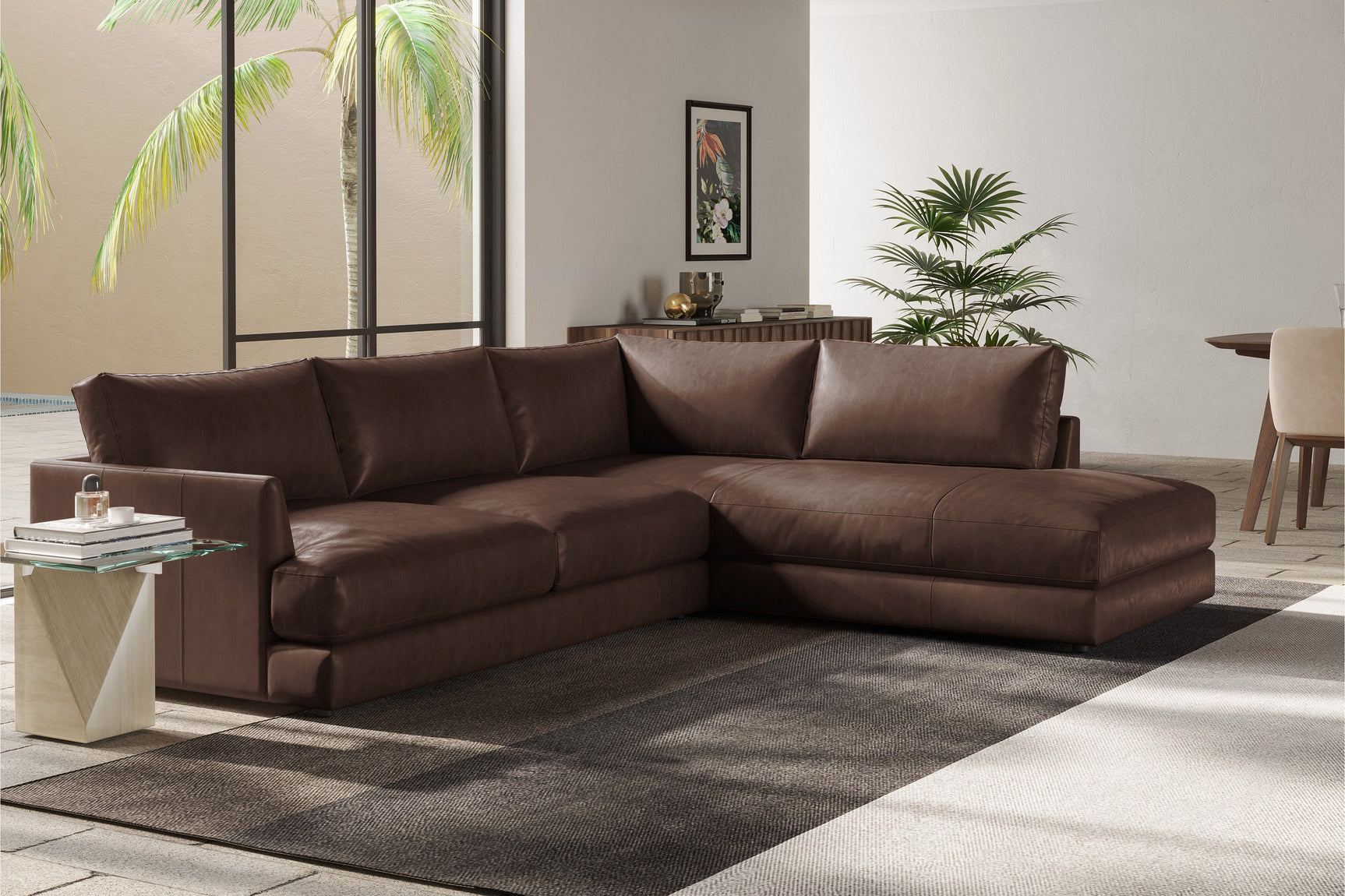 Serena Leather Sectional Lounge