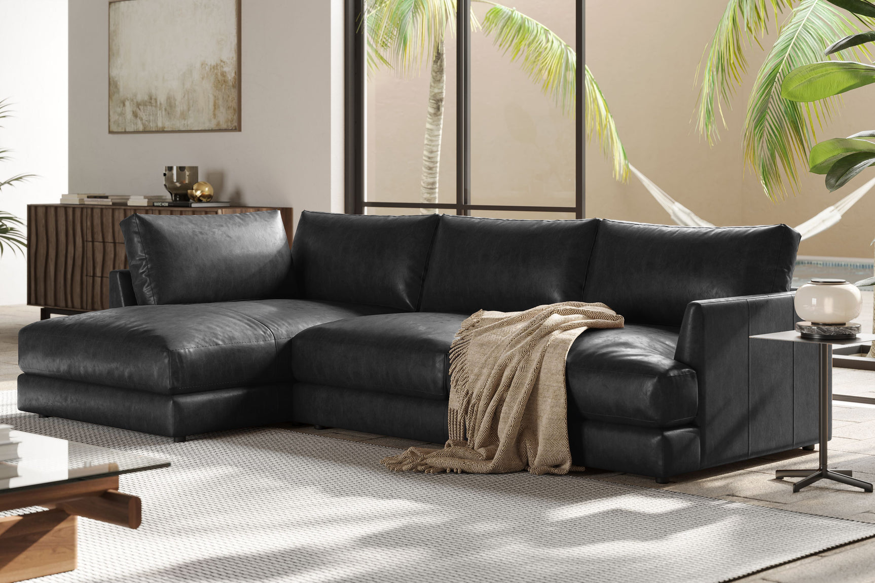 Serena Leather Sectional Lounge