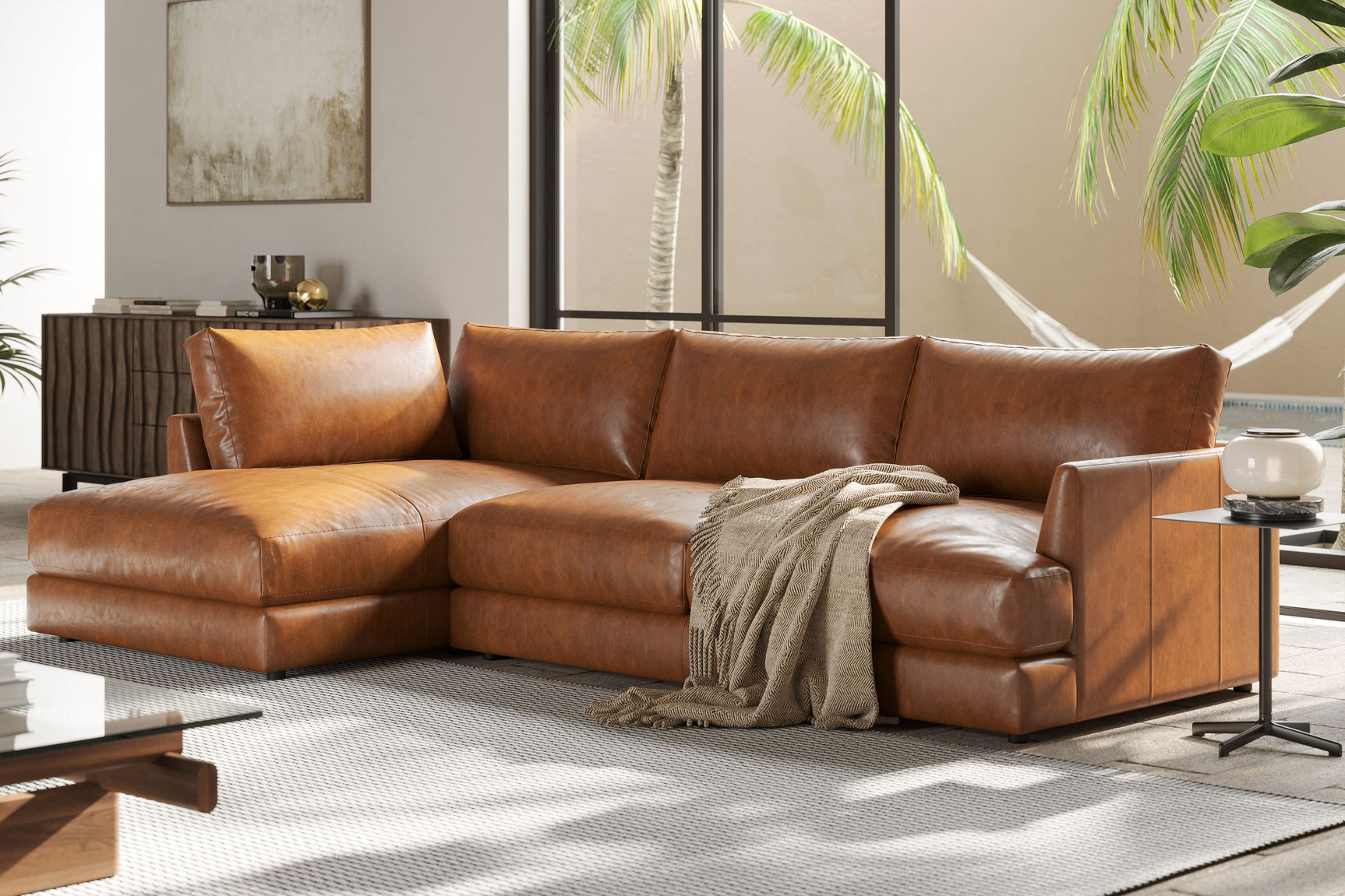 Serena Leather Sectional Lounge