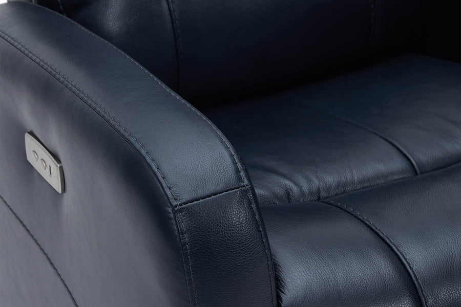 Valencia Dayna Top Grain Leather Power Swivel Glider Recline Chair, Navy Blue