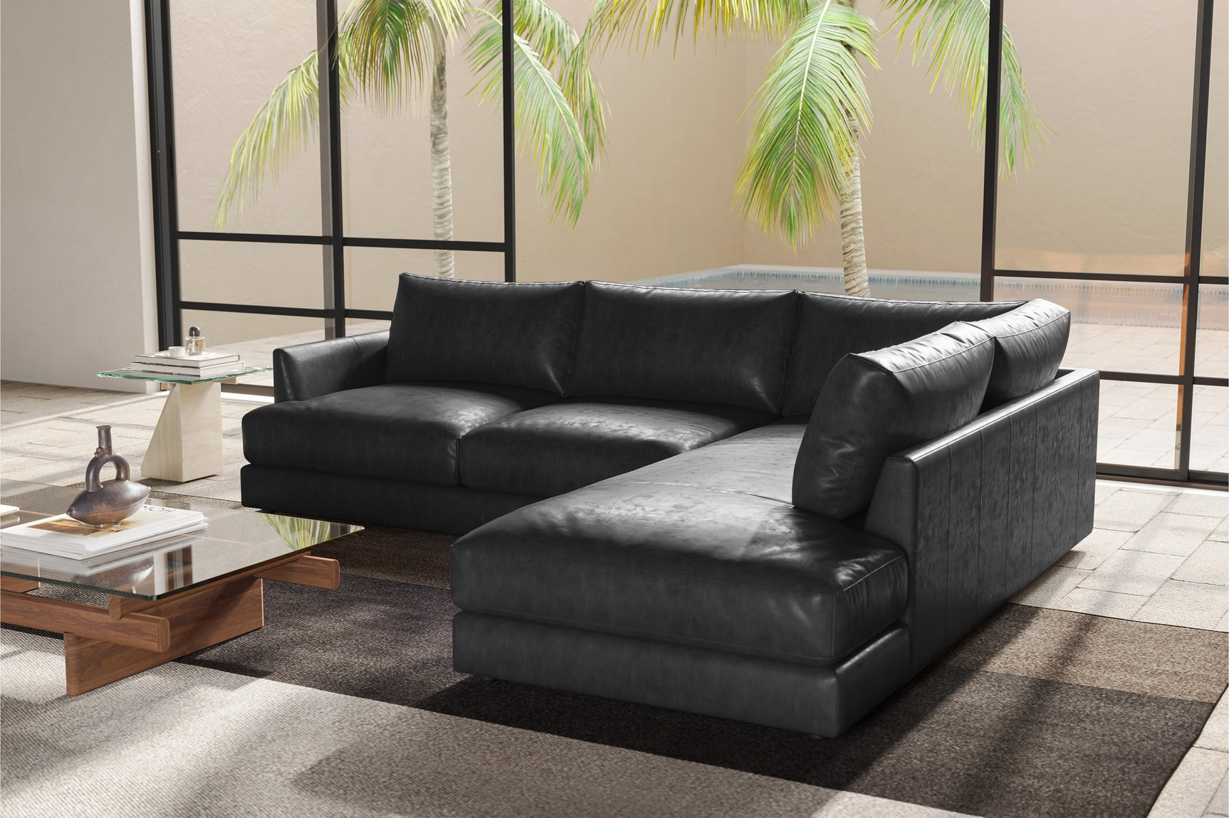Serena Leather Sectional Lounge
