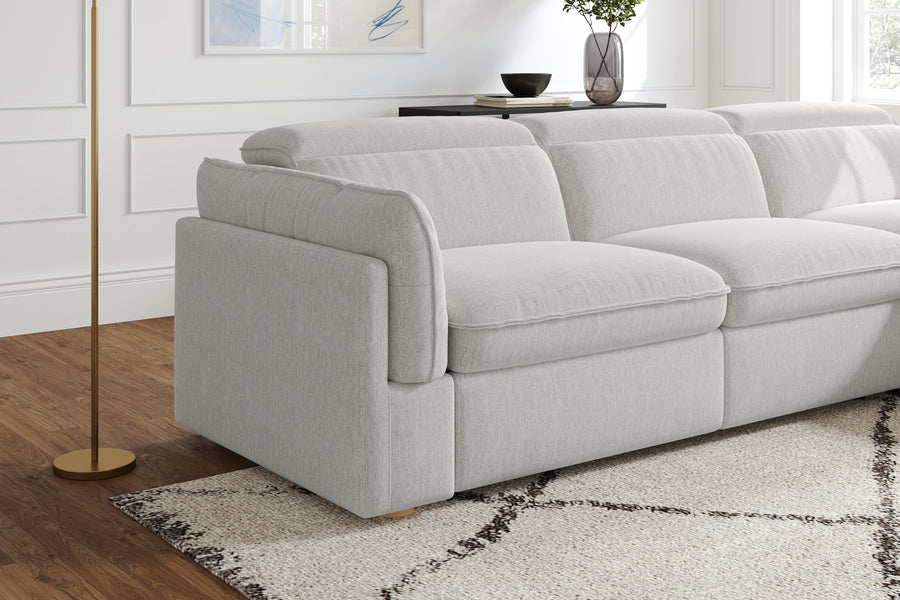 Valencia Fernanda Fabric Modular Sectional Sofa, Three Seats with Right Chaise, Light Grey