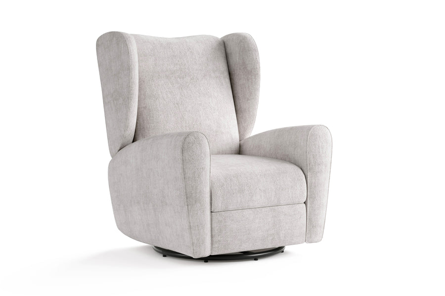 Valencia Liliana Performance Fabric Swivels Recliner Chair, Light Grey