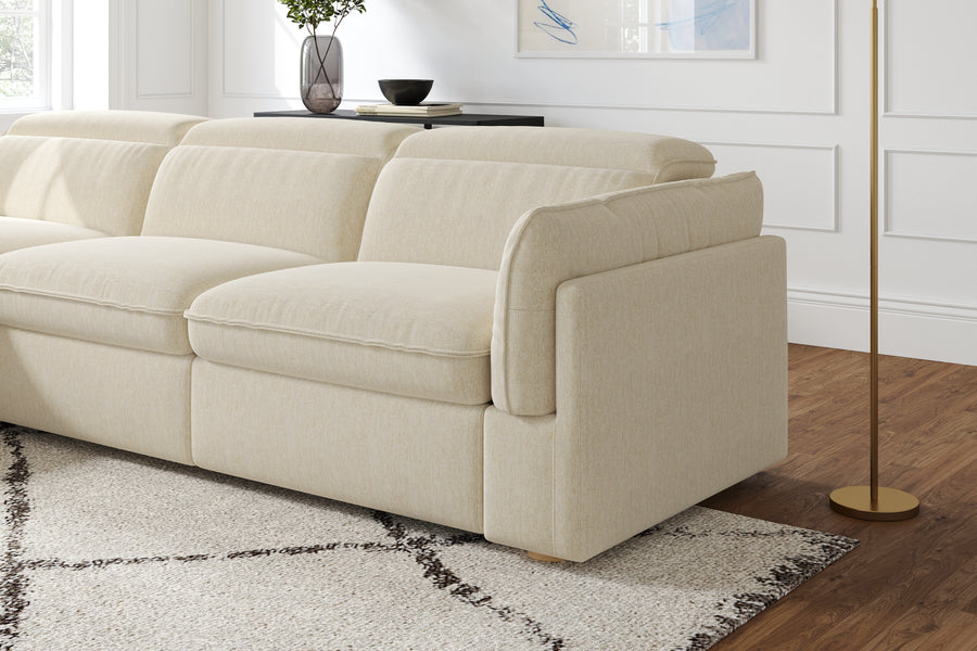 Valencia Fernanda Fabric Modular Sectional Lounge, Three Seats with Left Chaise, Beige