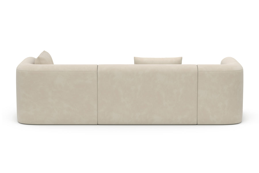 Valencia Jordyn Velvet Fabric Sectional Lounge, Three Seats With Right Chaise, Beige