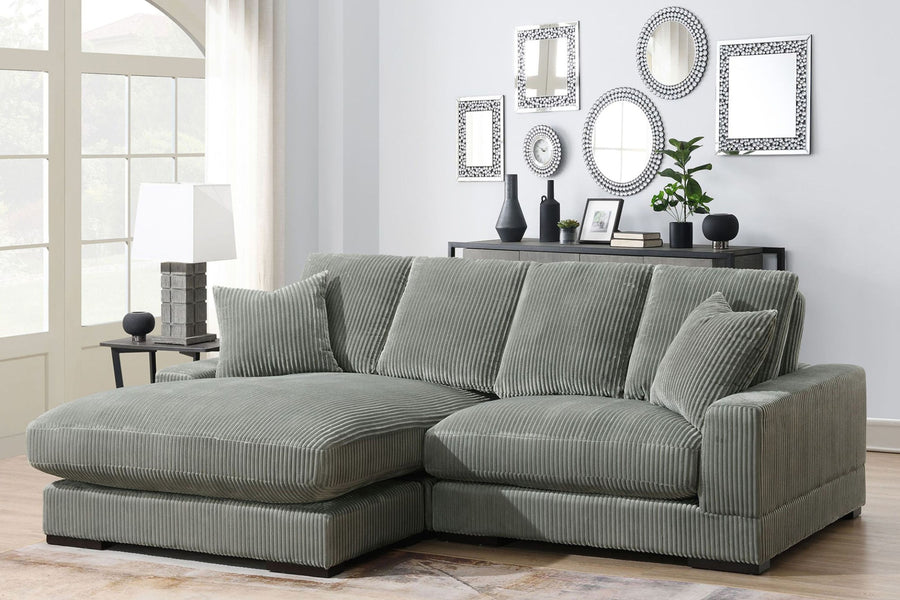 Valencia Simona Fabric Loveseat with Left Chaise Sectional Lounge, Grey