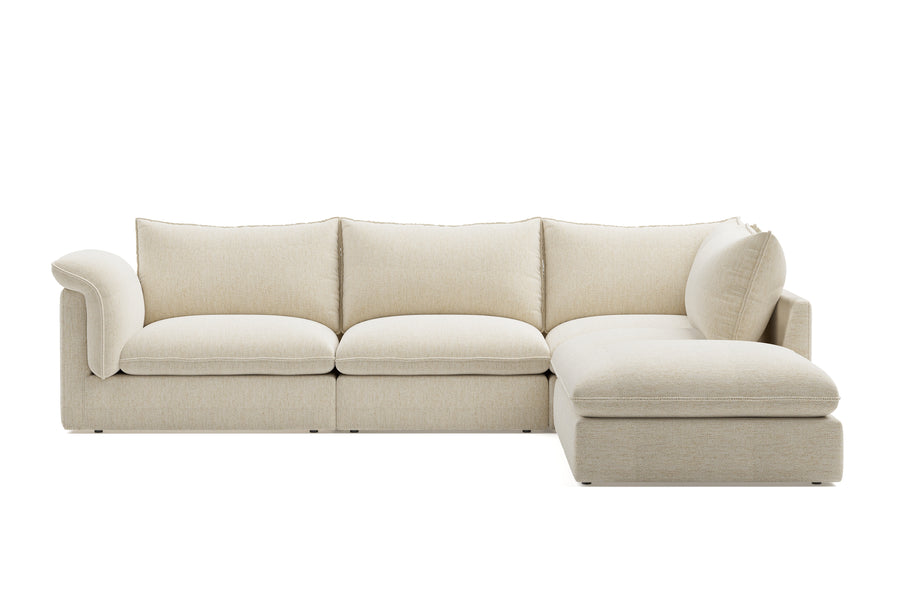 Valencia Frederick Fabric Modular Lounge, 4 Seater Left Arm with Ottoman, Beige