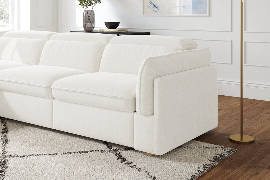 Valencia Fernanda Fabric Modular Sectional Lounge, Three Seats with Left Chaise, White