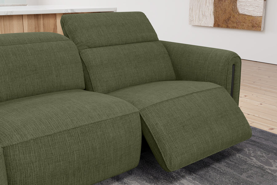 Valencia Octavia Fabric Dual Reclining Cloud Three Seats Lounge, Olive Green