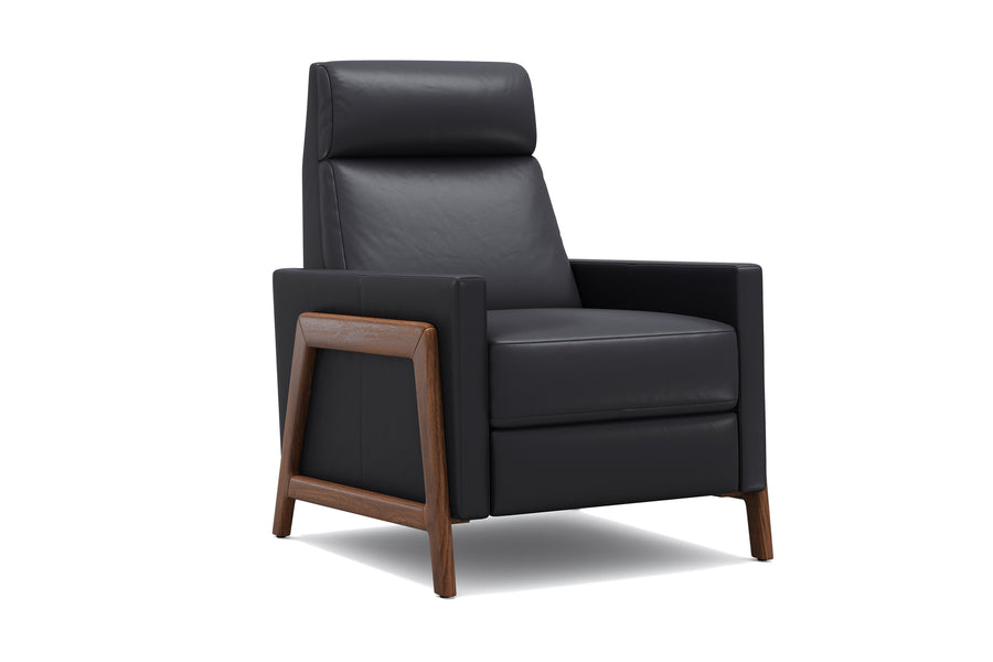 Valencia Yessenia Wood-Framed Leather Recliner Chair, Black