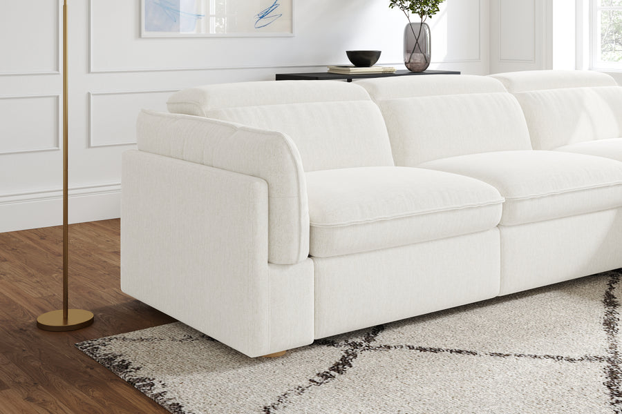 Valencia Fernanda Fabric Modular Sectional Sofa, Three Seats with Right Chaise, White