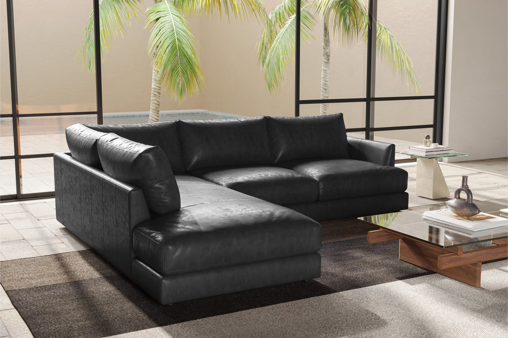 Serena Leather Sectional Lounge