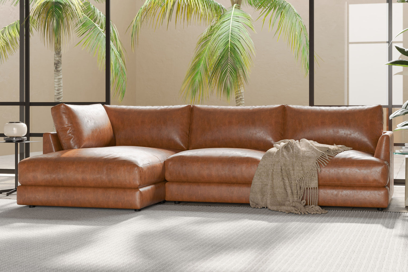 Serena Leather Sectional Lounge