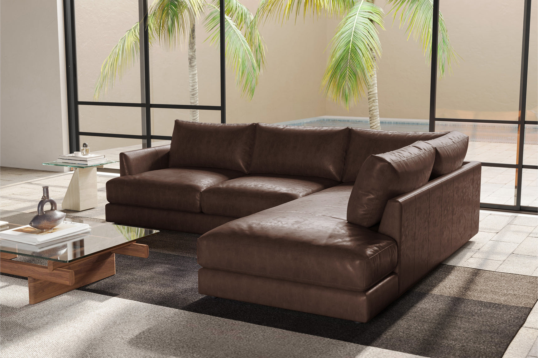 Serena Leather Sectional Lounge