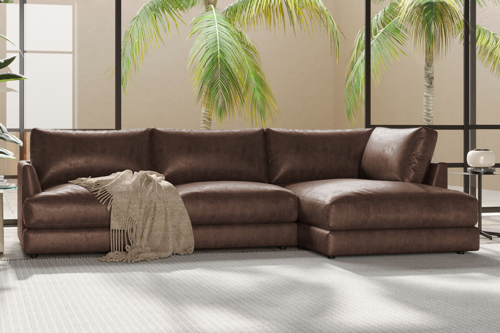 Serena Leather Sectional Lounge