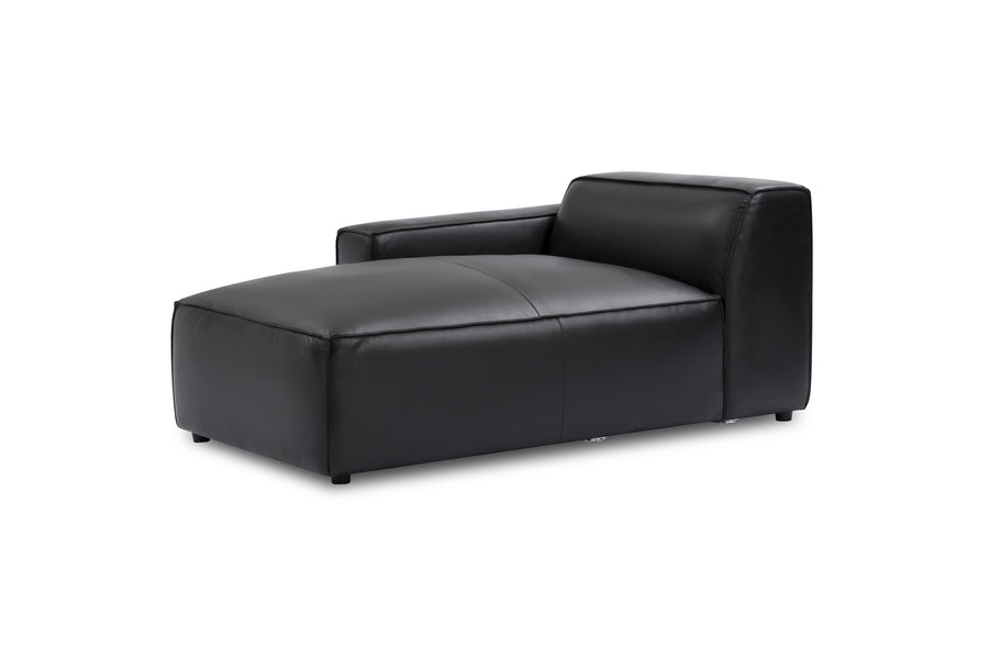 Valencia Nathan Full Aniline Leather Left-Chaise Piece, Black