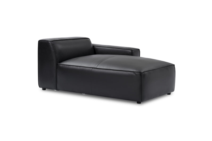 Valencia Nathan Full Aniline Leather Right-Chaise Piece, Black