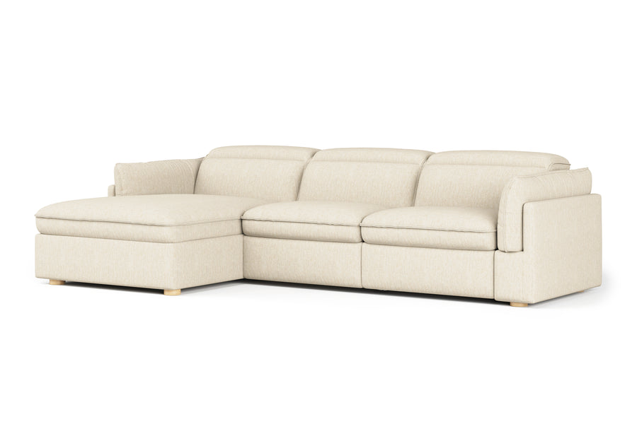 Valencia Fernanda Fabric Modular Sectional Lounge, Three Seats with Left Chaise, Beige