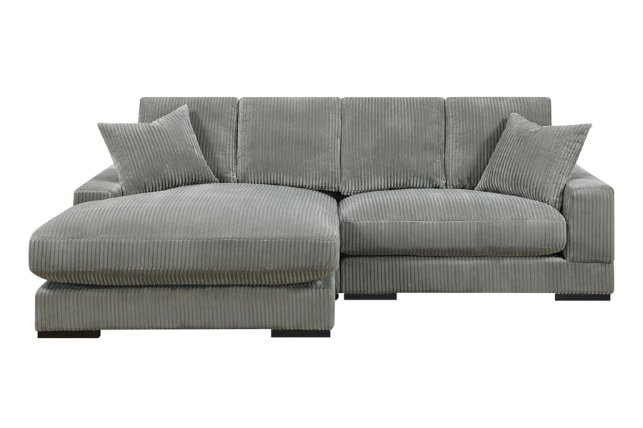 Valencia Simona Fabric Loveseat with Left Chaise Sectional Lounge, Grey