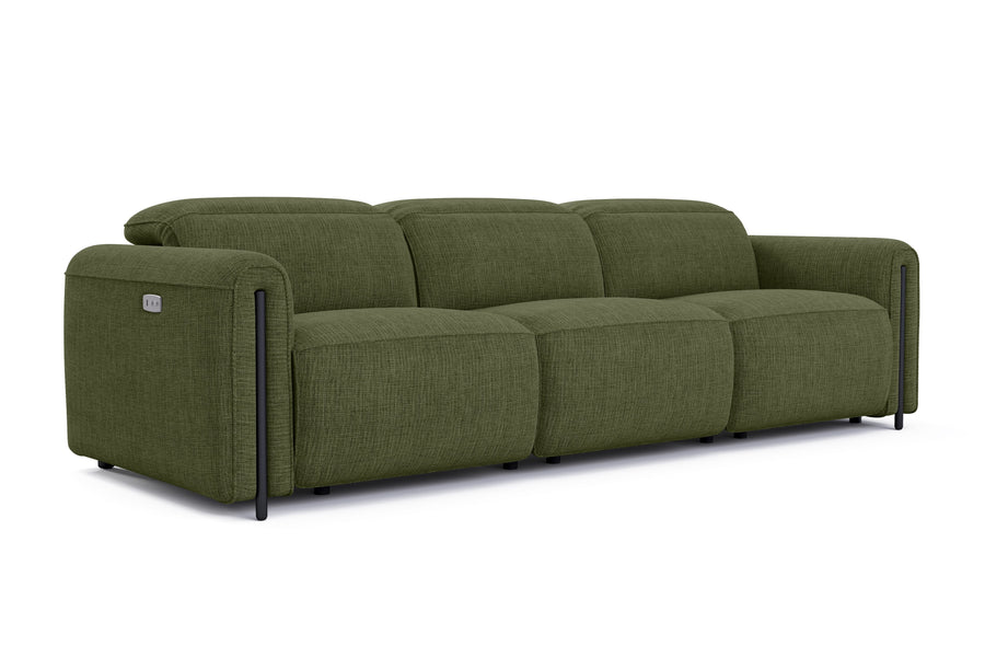 Valencia Octavia Fabric Dual Reclining Cloud Three Seats Lounge, Olive Green