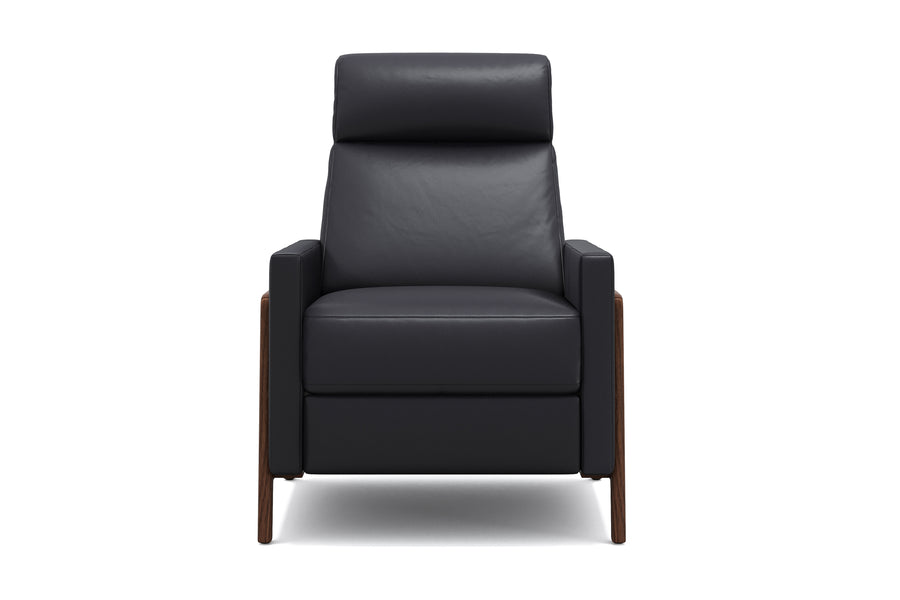 Valencia Yessenia Wood-Framed Leather Recliner Chair, Black