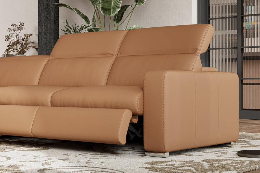 Valencia Clara Leather Reclining Sectional Lounge, Left Hand Chaise, Cognac