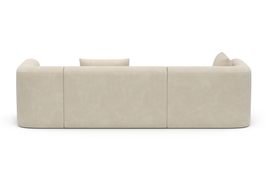 Valencia Jordyn Velvet Fabric Sectional Sofa, Three Seats With Left Chaise, Beige