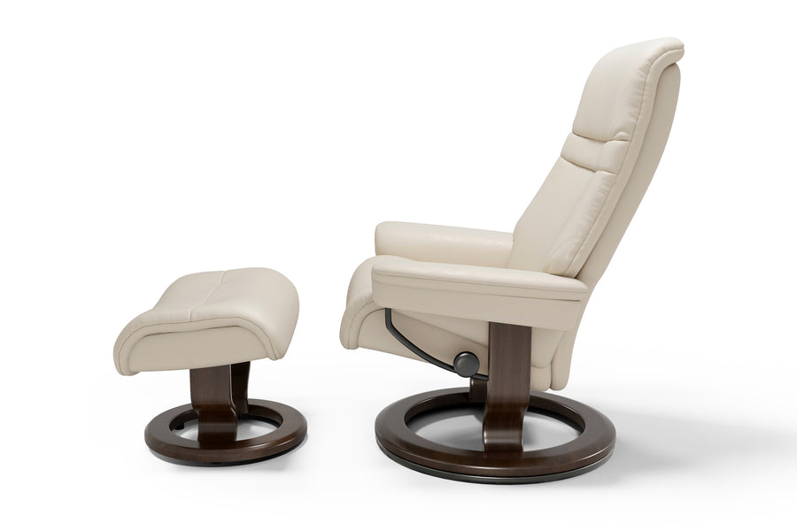 Valencia Massimo Leather Recliner with Ottoman, Beige