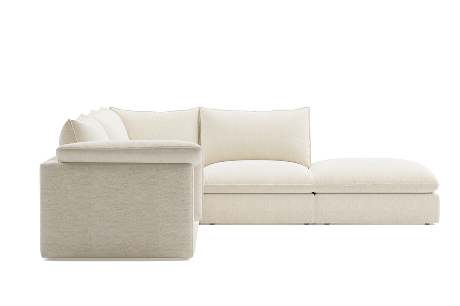 Valencia Frederick Fabric Modular Lounge, 4 Seater Left Arm with Ottoman, Beige