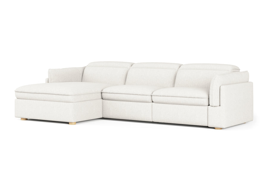 Valencia Fernanda Fabric Modular Sectional Lounge, Three Seats with Left Chaise, White